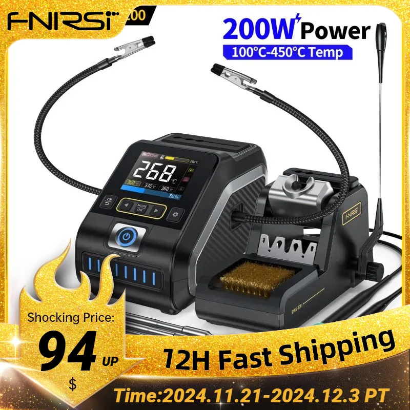 FNIRSI DWS-200 200W Power Repaid Heating Soldering Iron Staion C210 C245 Solder Iron Handle Electronic Welding Rework Station