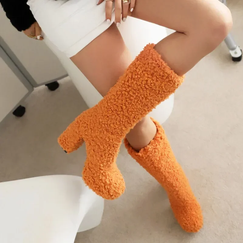 2026 Imitation Wool Roll Short Boots 34-41 Imitation Lamb Wool Winter Boots 11cm Thick Heel  Waterproof Platform  Women's Boots