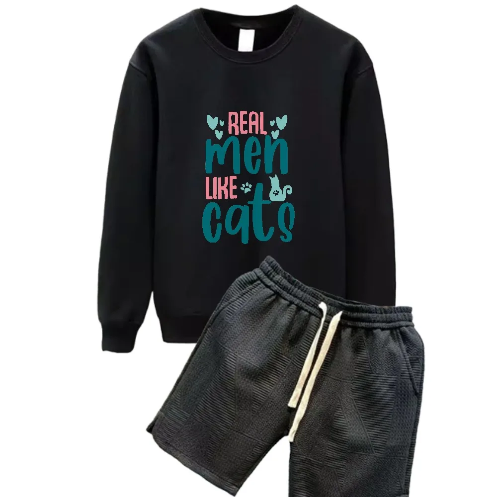 

2025 костюмы с мультяшным английским буквенным принтом, весенне-осенний мужской повседневный повседневный комплект, удобные дышащие мужские костюмы из двух предметов