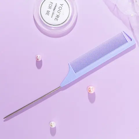 Pro Spetsig Svans Salong Frisör Hårstyling Antistatisk Kam Hårborste Stålnål Stift Rått Svans Kammar Barbertillbehör 10 best sales guld hårborste - №5