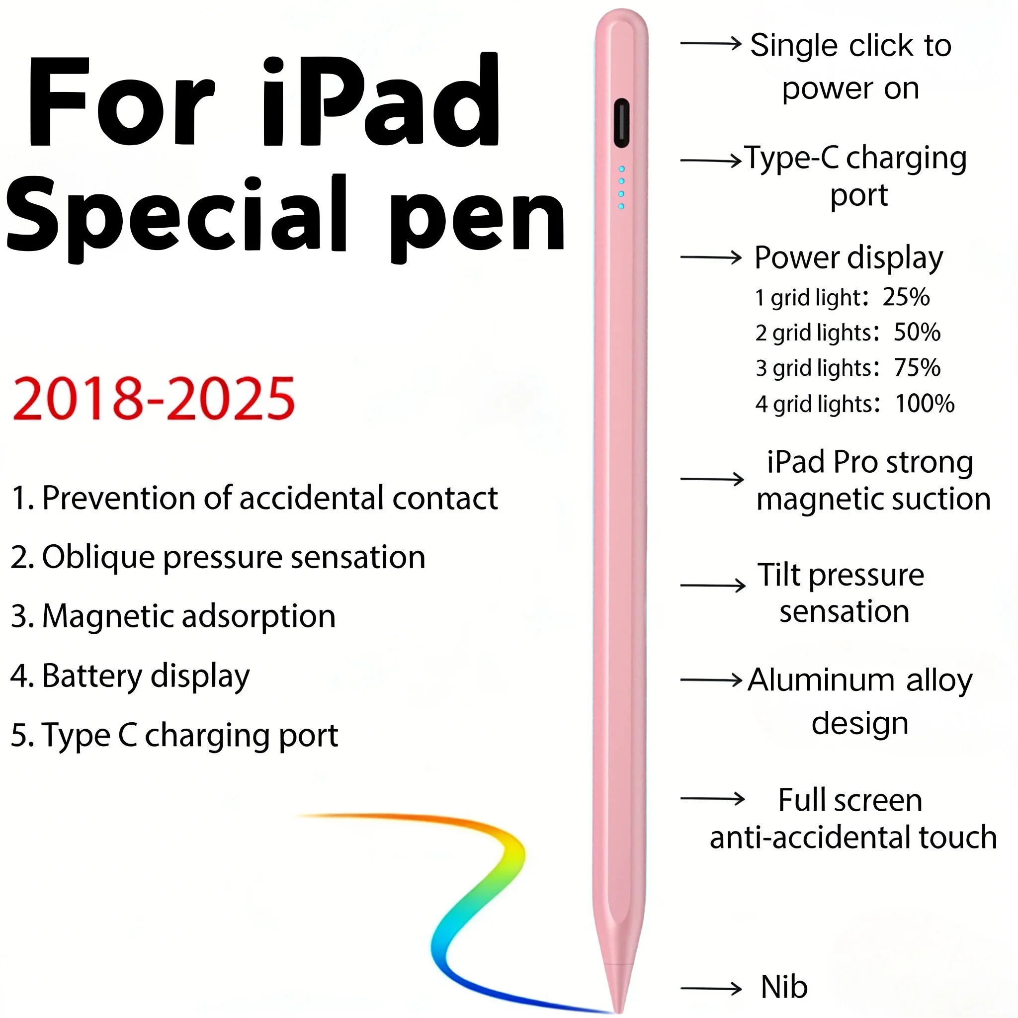 Für Apple Pencil mit Handballenerkennung und Leistungsanzeige iPad Stift für iPad Zubehör 2022 2021 2020 2019 2018 Pro Air Mini Stylus – Detail 6