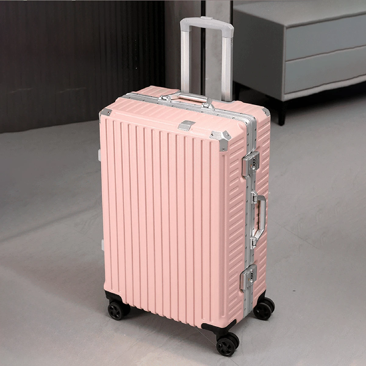 Reiskoffer met aluminium frame, wielen, cijferslot en USB-poort, 20, 24, 26, 28 inch, handbagage