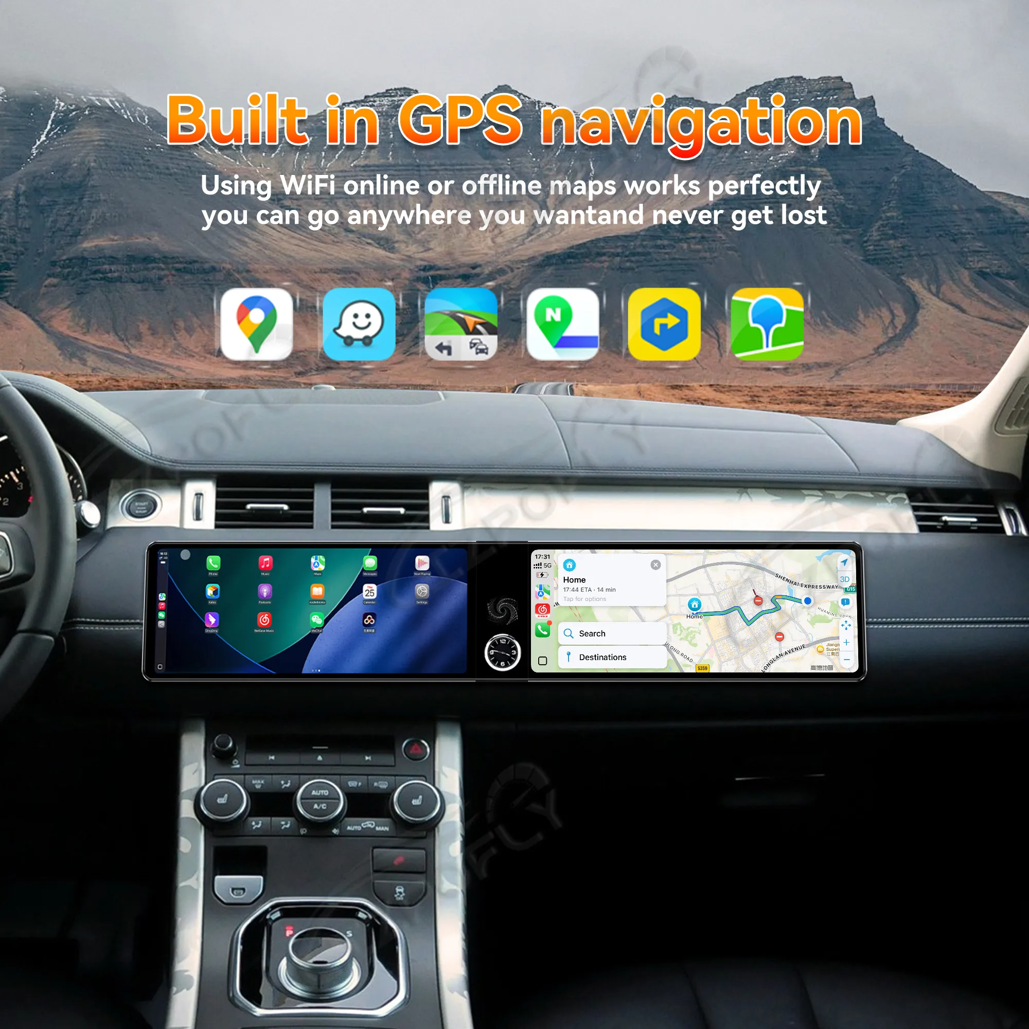 

12.3'' Dual Screen Car Radio For Land Rover Evoque 2012-2015 Car Multimedia Video Player Stereo GPS Navigation Carplay Head Unit