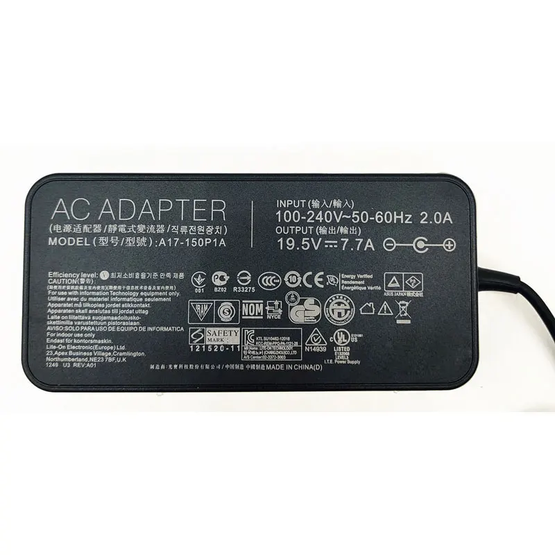 Mới 19.5V 7.7A 150W 5.5*2.5MM AC Adapter) Nguồn Laptop Cho ASUS A17-150P1A Sạc Máy Tính