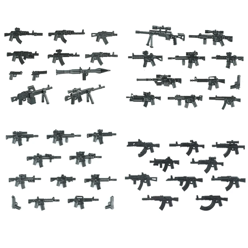 Military Weapons Building Blocks Modern Special Forces Figures Army Soldier City Police Multicolour AK Accessories Bricks Toys