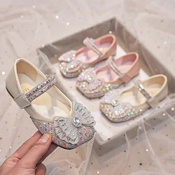 Sweet neonate primavera/estate popolare scarpe da principessa lucide con perline di cristallo fibbia per bambini sandali morbidi per bambini con fiocco carino