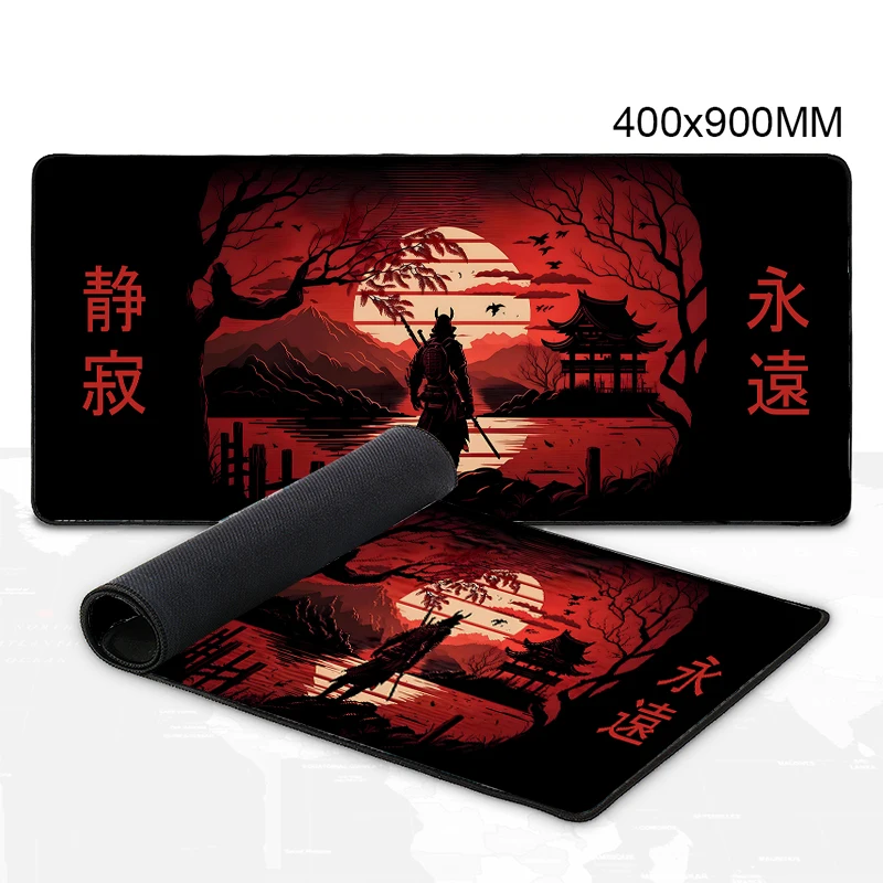 

Samurai Mouse Pad Black Big Men Silent Katana Computer tech Keyboard desk mat Sliding Pad gaming accessories bodyguard