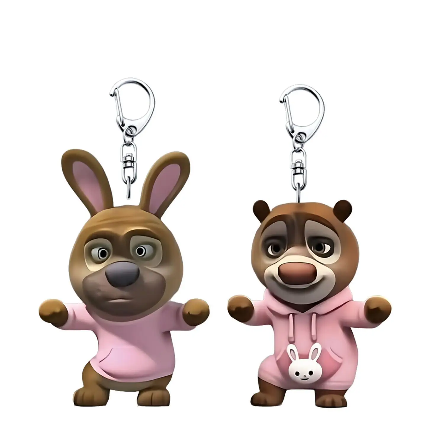 3psc roze konijn beer creatieve animatie merchandise acryl sleutelhanger grillige abstracte rugzak charme cadeau voor vrienden