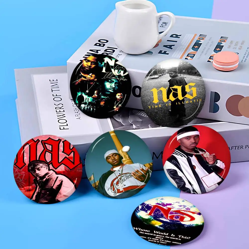 Hip Hop Rap Star Singer NAS BIG Anime Brooches Cute Cartoon  Badge Jacket Jeans Lapel Pin Gift Accessorie