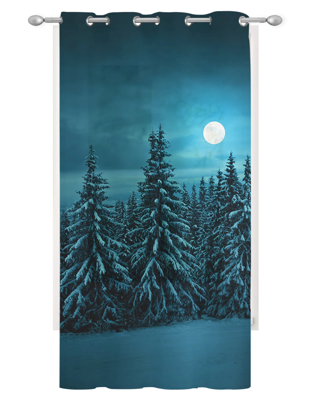 Snow Scene Night Forest Moon Sheer Curtains for Living Room Window Transparent Voile Tulle Curtain Home Decor Drapes