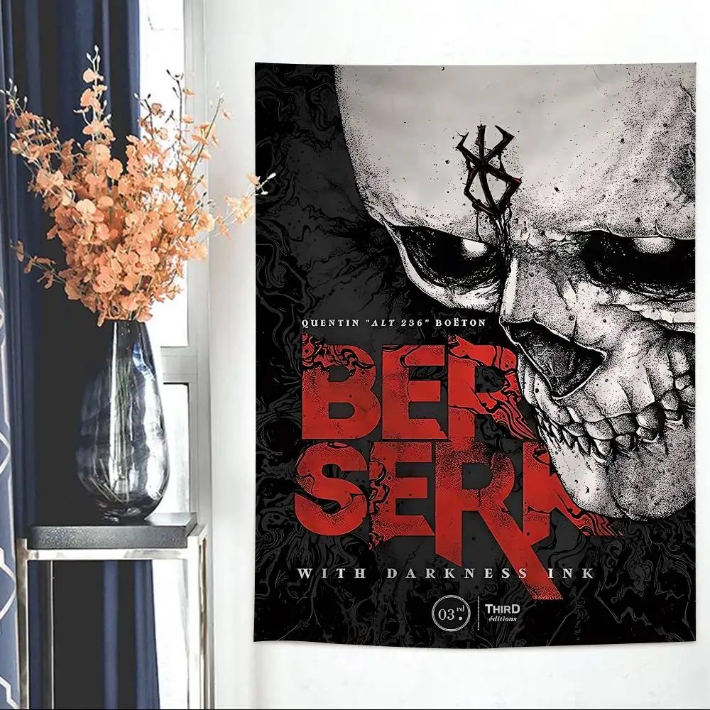 Dark Fantasy Anime Berserk Colorful Tapestry Wall Hanging Hanging Tarot Hippie Wall Rugs Dorm Wall Art Decor
