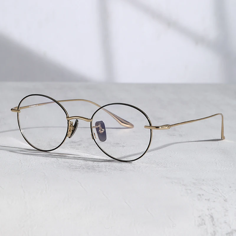 

Круглые мужские очки из чистого титана в стиле ретро, винтажная оправа для очков ручной работы, женская японская сверхлегкая модная круглая оправа для очков