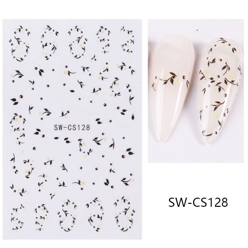 Spring Summer Purple Flower Nail Stickers Daisy Cherry Blossoms Nail Decor Petal Leaves Butterfly Charms Y2K Manicure Decoration