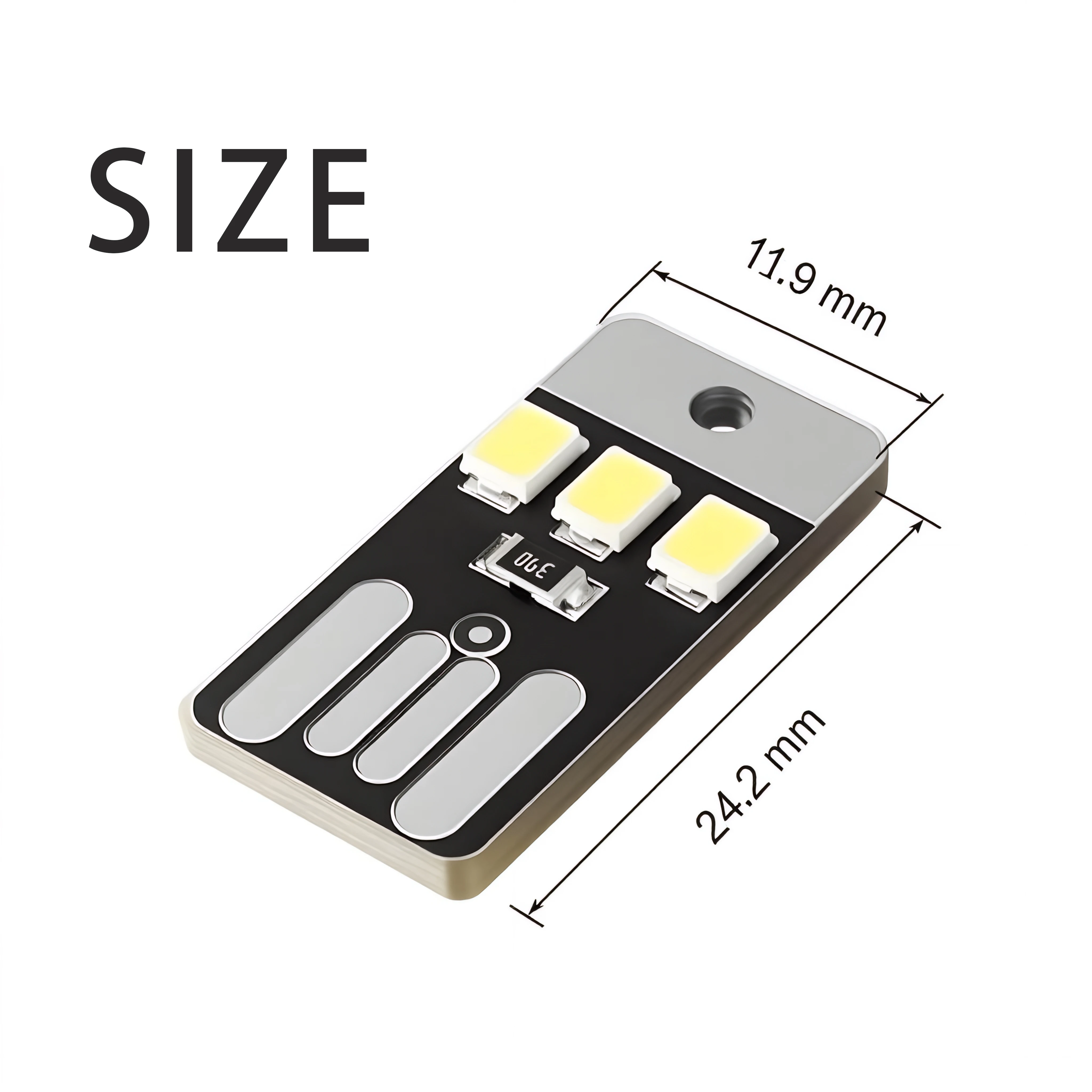 NOWOŚĆ 2026 20 szt. Mini Lampka Nocna LED USB Zimna Biel 5V 3 LED SMD2835 Lampka do Czytania Przenośna Lampka Brelok Gniazdo Żarówki, Oświetlenie Komputerowe