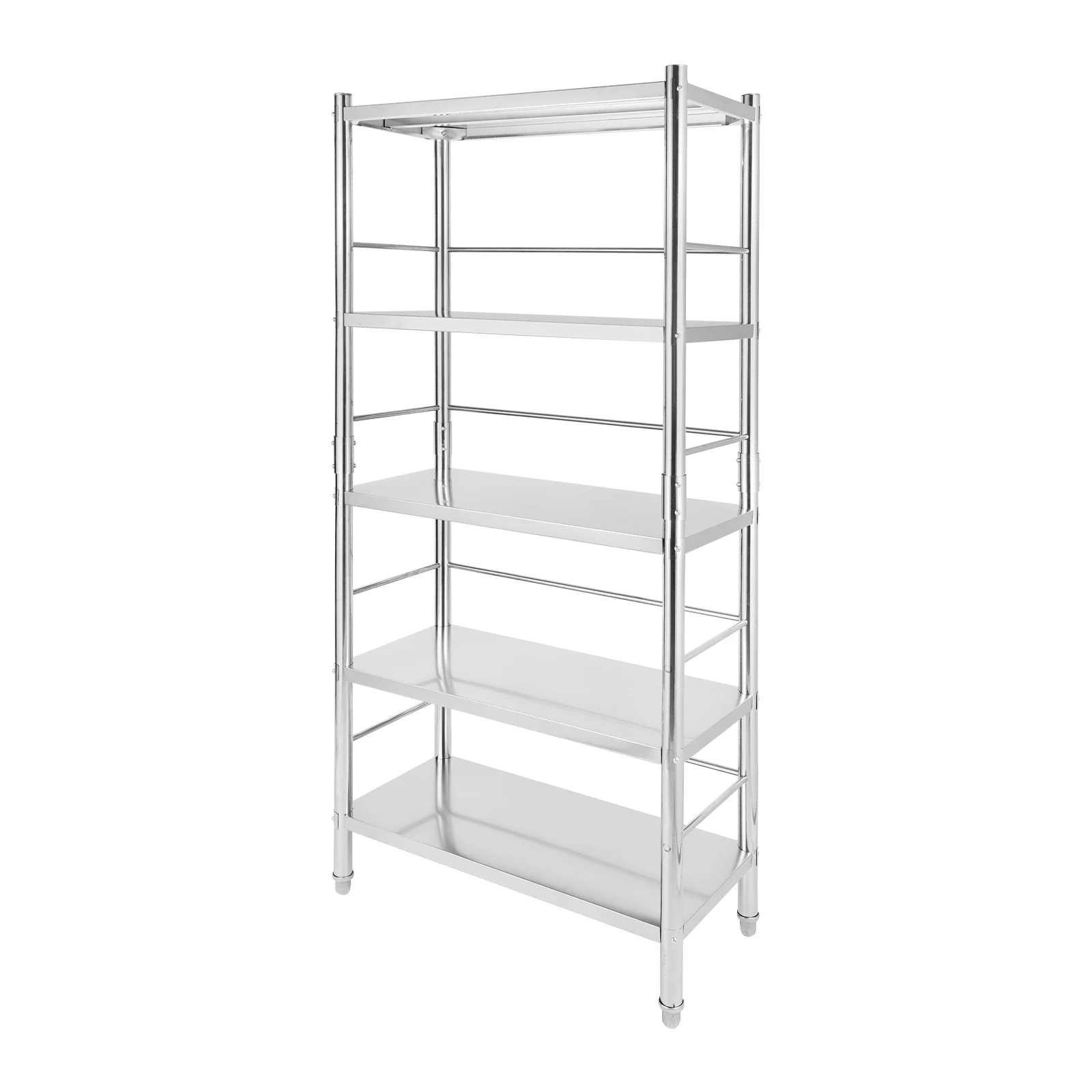 5-Layer Stainless Steel Shelving, 200 lbs Capacity, Easy Installation for Home or Kitchen Storage