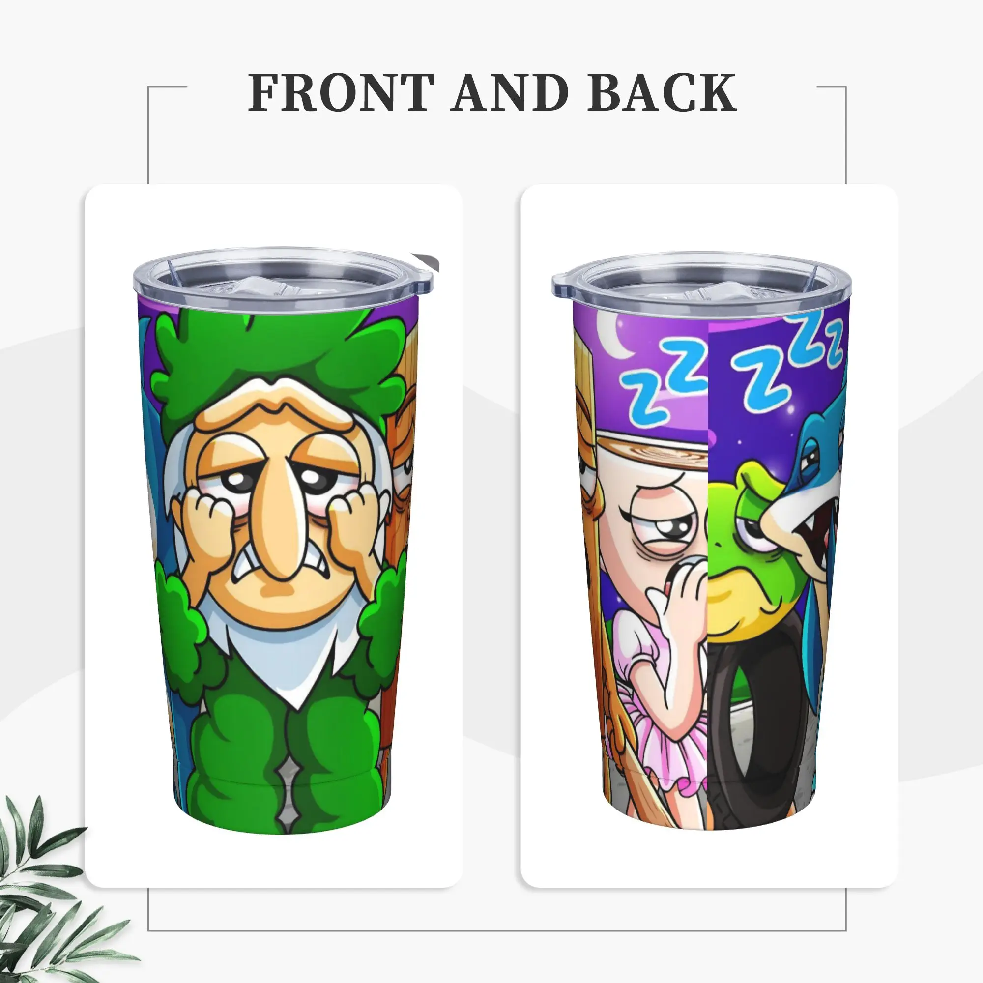 Italian Brainrot Cartoon Tumbler Vacuum Insulated Brr Brr Patapim Coffee Cups Stainless Steel Travel Mugs Water Bottle, 20oz