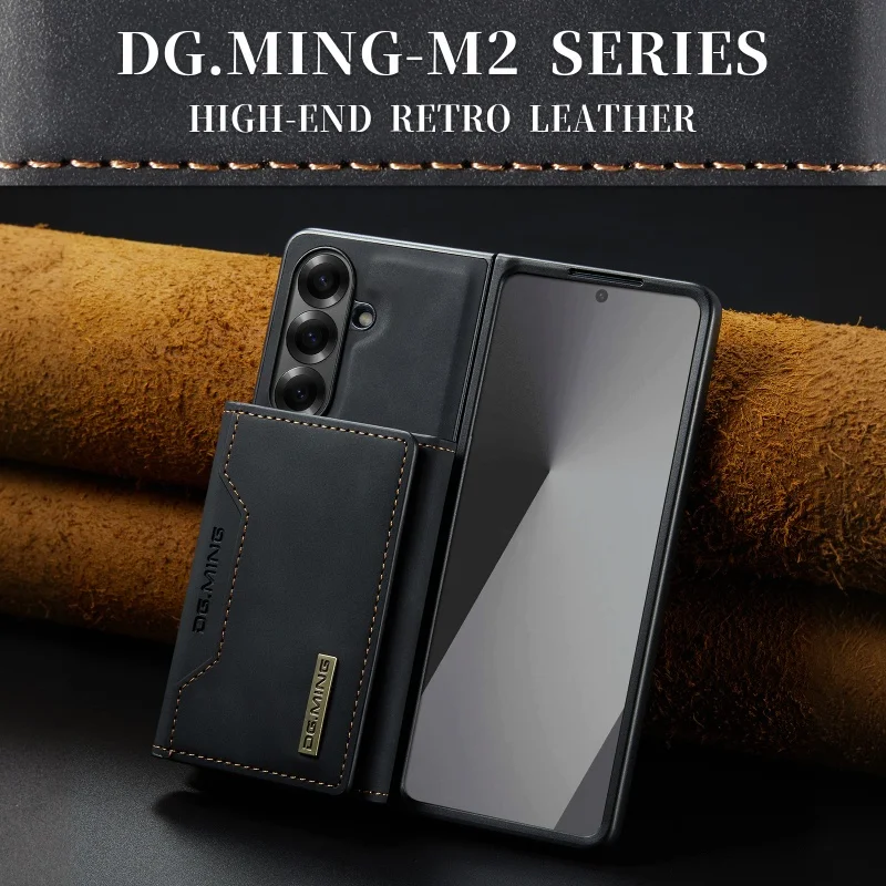 DG.MING Leather Wallet Phone Case for Samsung Galaxy Z Fold 8 Ultra 7 6 5 4 3 fold7 fold6 fold5 Cards Holder Funda Cover Hoseje
