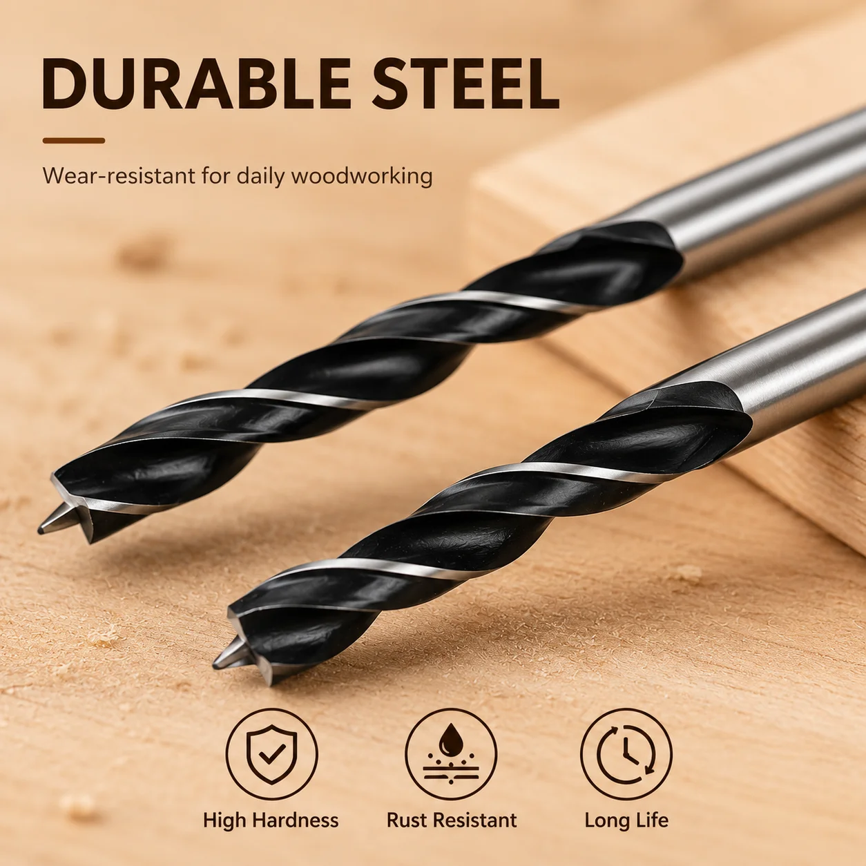 6Pcs Brad Point Wood Drill Bits 3-10mm High Hardness Steel Bits Clean Hole Drilling For DIY Woodworking Furniture Cabinet Making