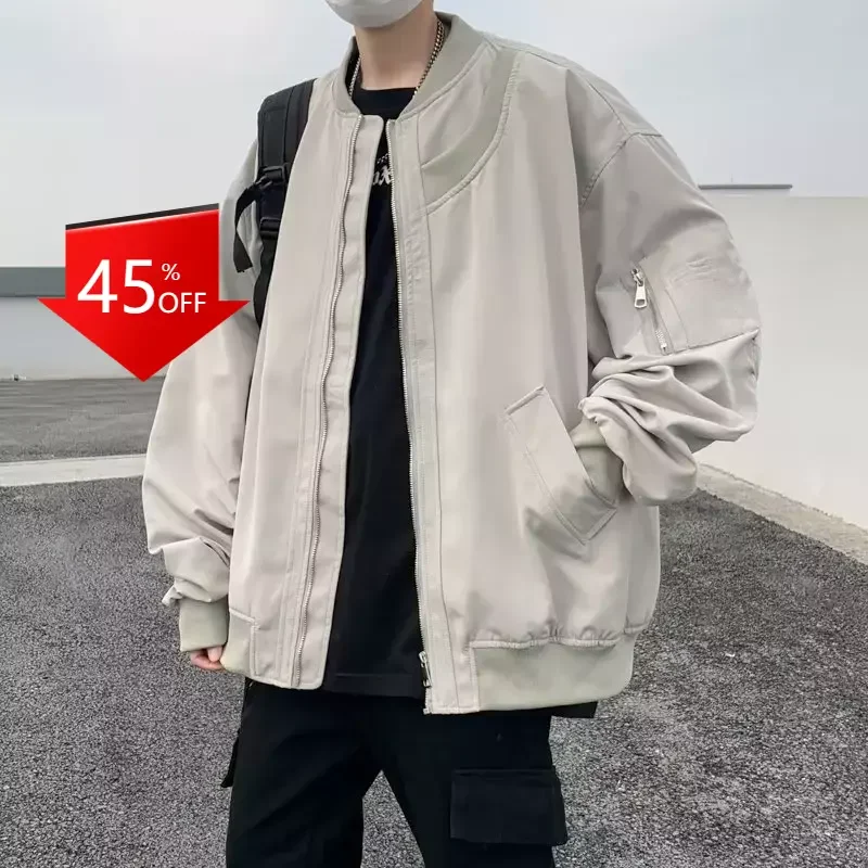 

Waterproof Bomber Jacket Men's American Style Retro 2024 Hong Kong Style New Baseball Suit Jacket y2k men clothing