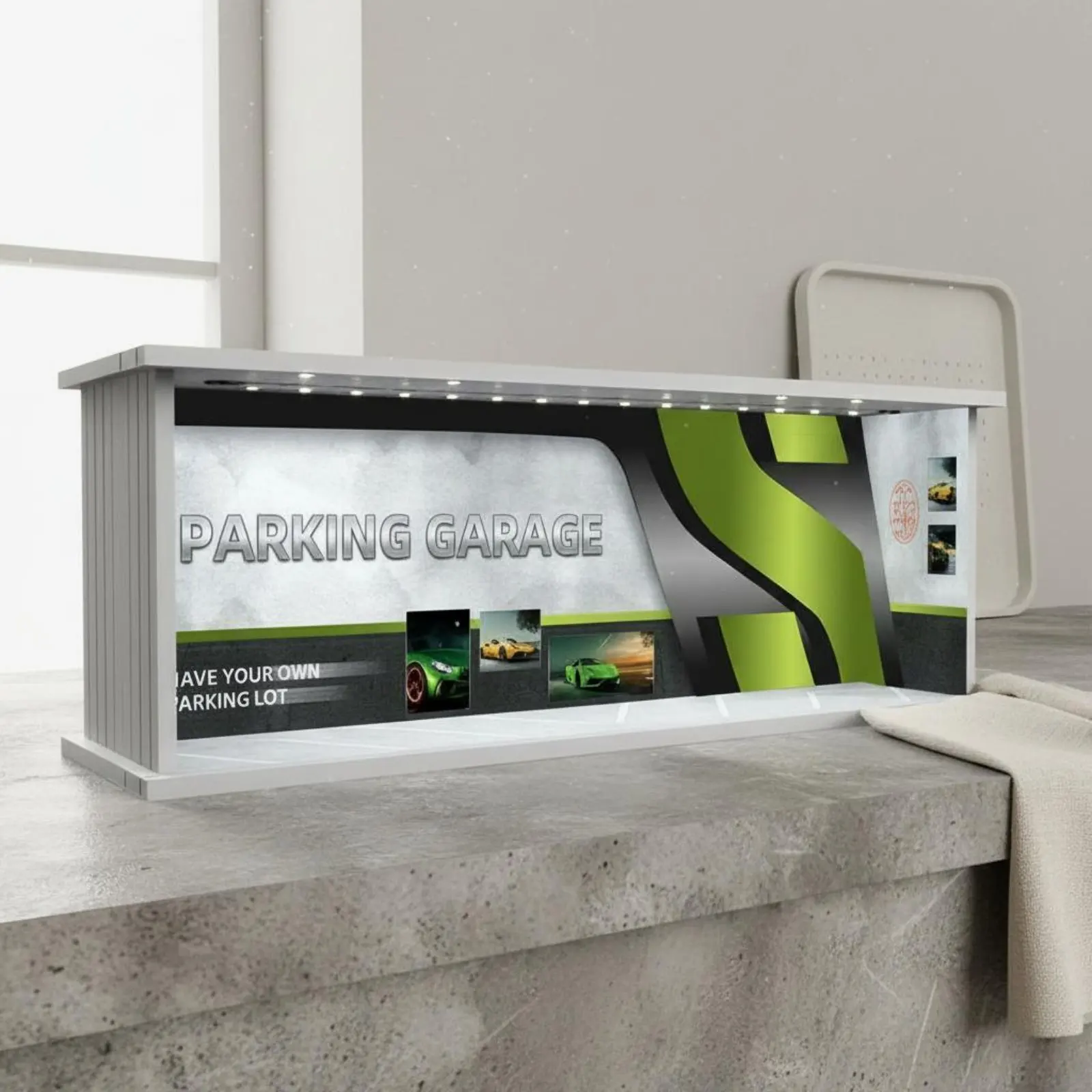 

1:64 Parking Garage Display Scene Realistic Features 1:64 Scale Parking Scene Mini Garage Model Display Clear Acrylic