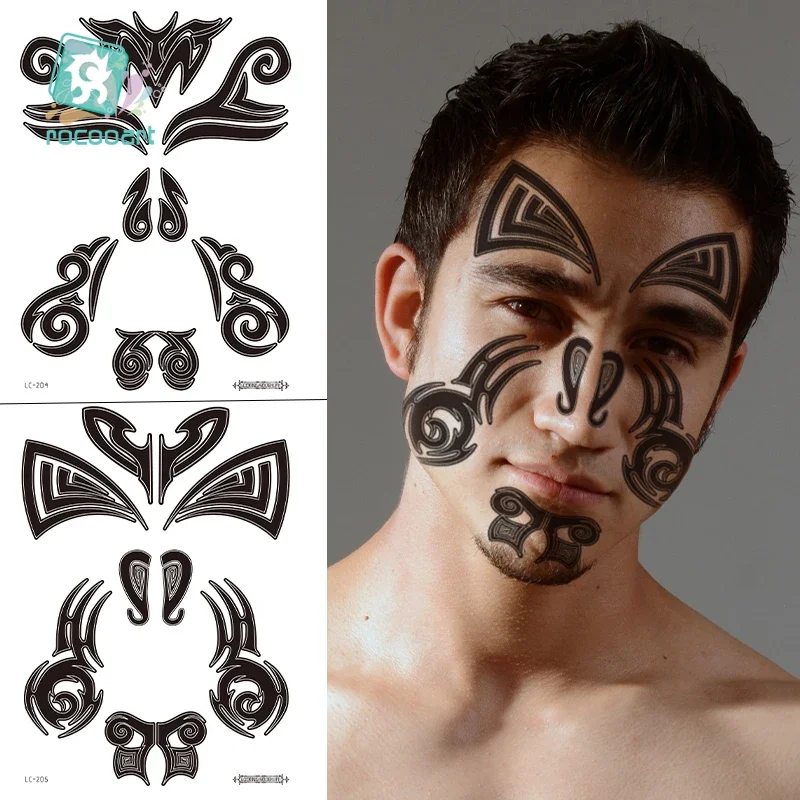 Tatuagem Temporária de Rosto Maori, Falso Transferência De Água Adesivos, Ferramenta Cosmética, Cultura Chinesa, Ópera Chinesa