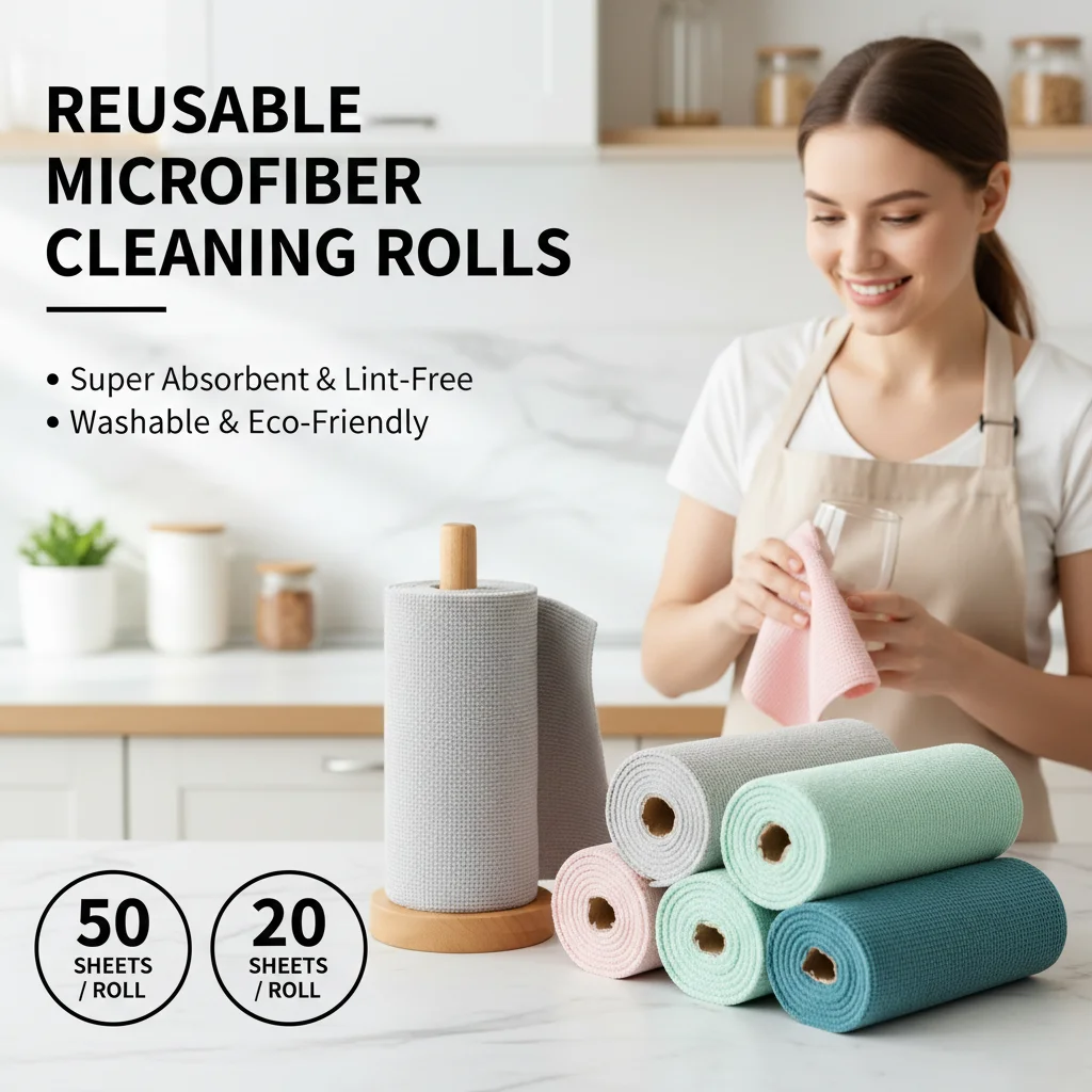 

Reusable Kitchen Dish Cloth Roll Washable Cleaning Wipes Paper Towel Alternative Absorbent Rag for Living Room Bedroom Tools