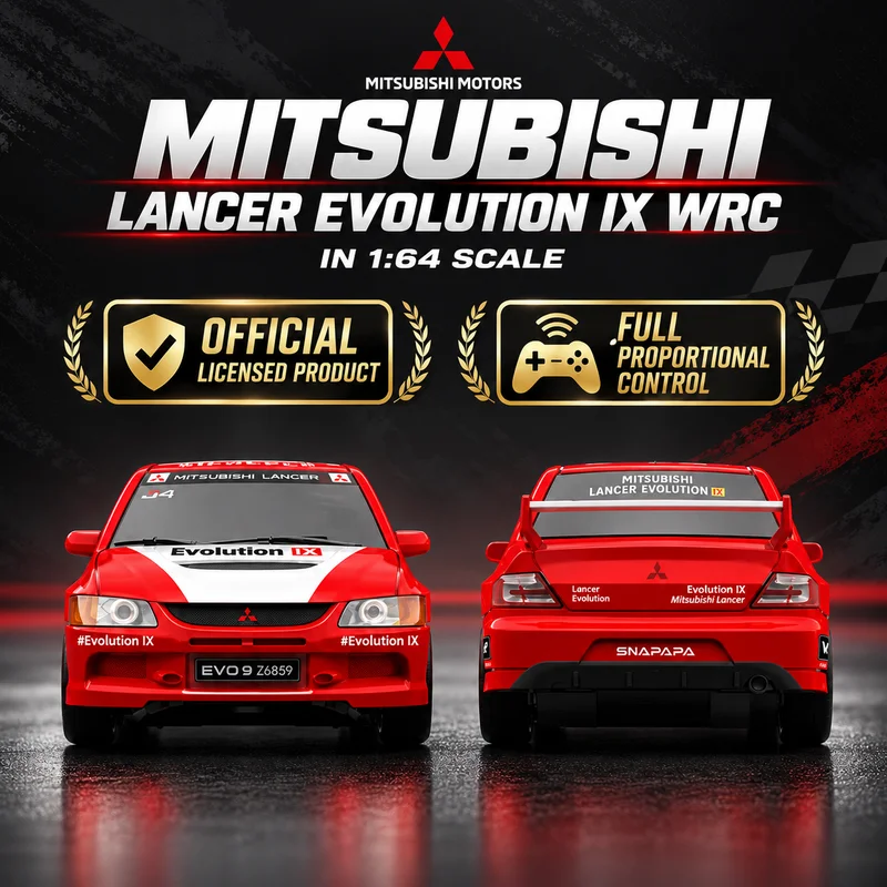 Wenanfeng 1:64 Mini RC Rally Car EVO9 Full Proportional Steering & Throttle Diecast Collectible Remote Control Model Gift