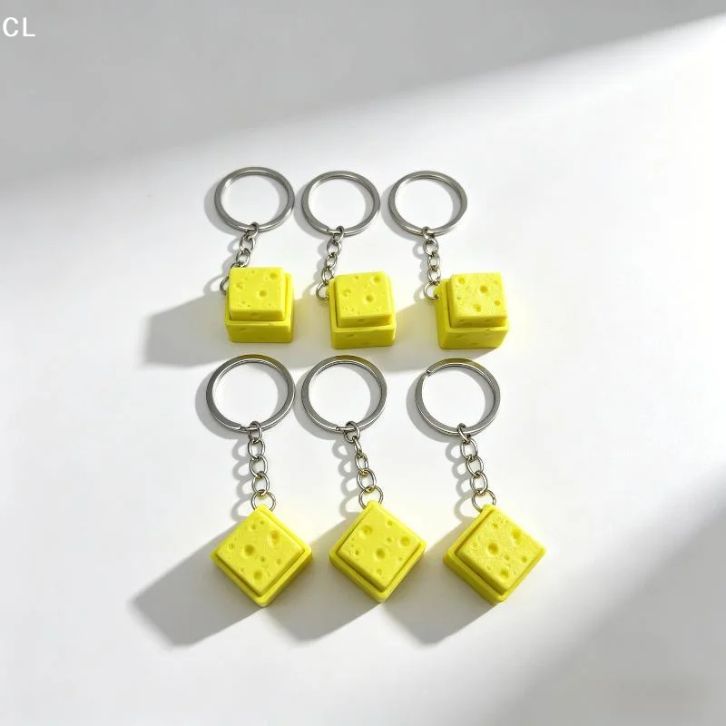 Mini Cheese KeyChain Keyboard Stress Relief Fidget Button Cheese Keycap Fidget Clicker Keyboard Keychain Pendant Finger Toys