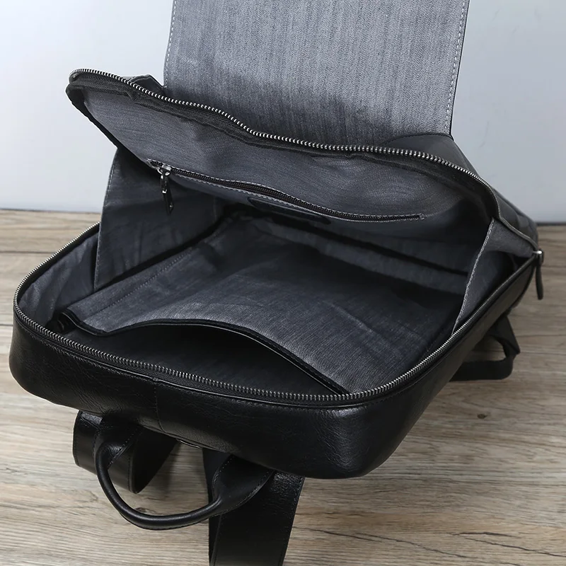 NZPJ Männer Leder Rucksack Natürliche Rindsleder Casual Computer Tasche Retro Hohe Kapazität Schule Tasche Trendy Männer Tasche Für 15,6 Zoll laptop – Detail 12