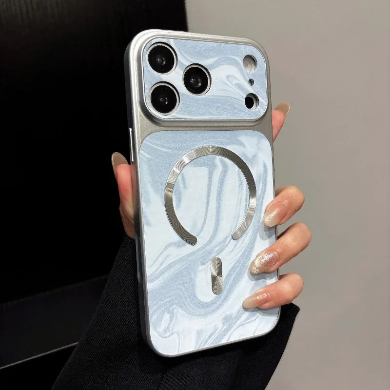 New Arrival Water Ripple For MagSafe Phone Case For iPhone18 Pro Max17 16 15 14 13 Wireless Charging Skin-Feel Matte Touch Cover