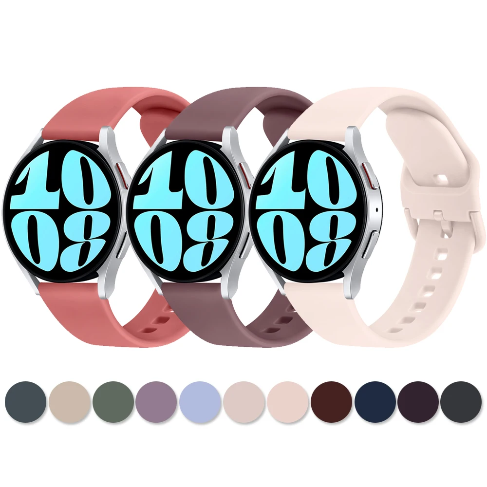 20mm Silicone Band For Samsung Galaxy Watch 6/5/4/Active 2/5 Pro 45mm 40mm 44mm/Watch 6 4 Classic/Watch 3 41mm Strap Watchband