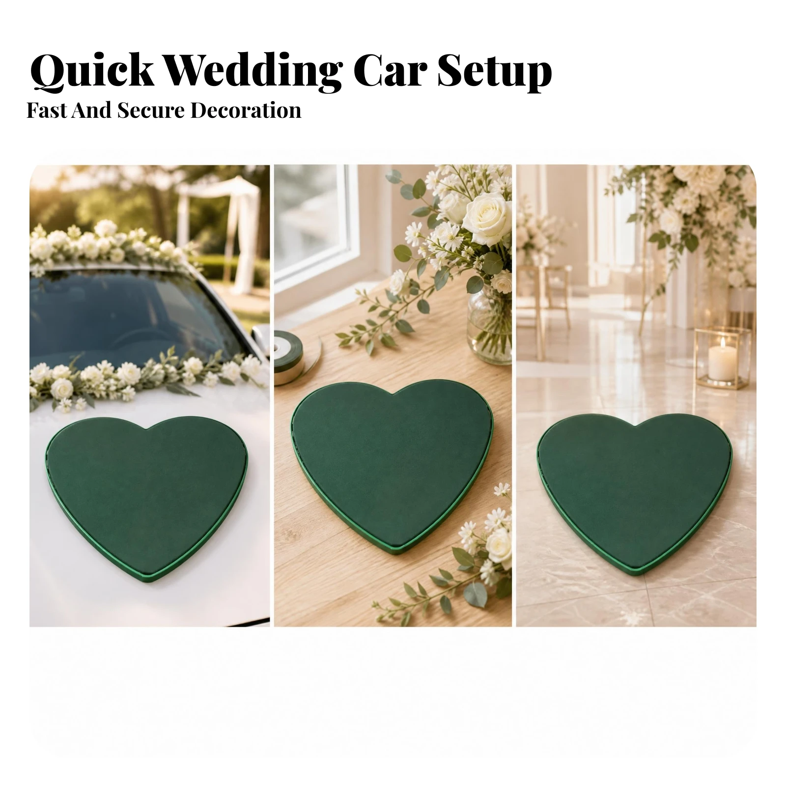 Event Decor Car Wedding Decoration Base Flat Heart-Shaped Foam Base Solid