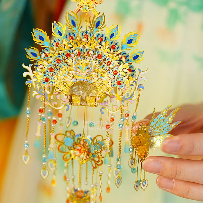 Peacock Fragrant Plume Sachet Pendant, Handmade DIY Metal National Model Sachet Ornament