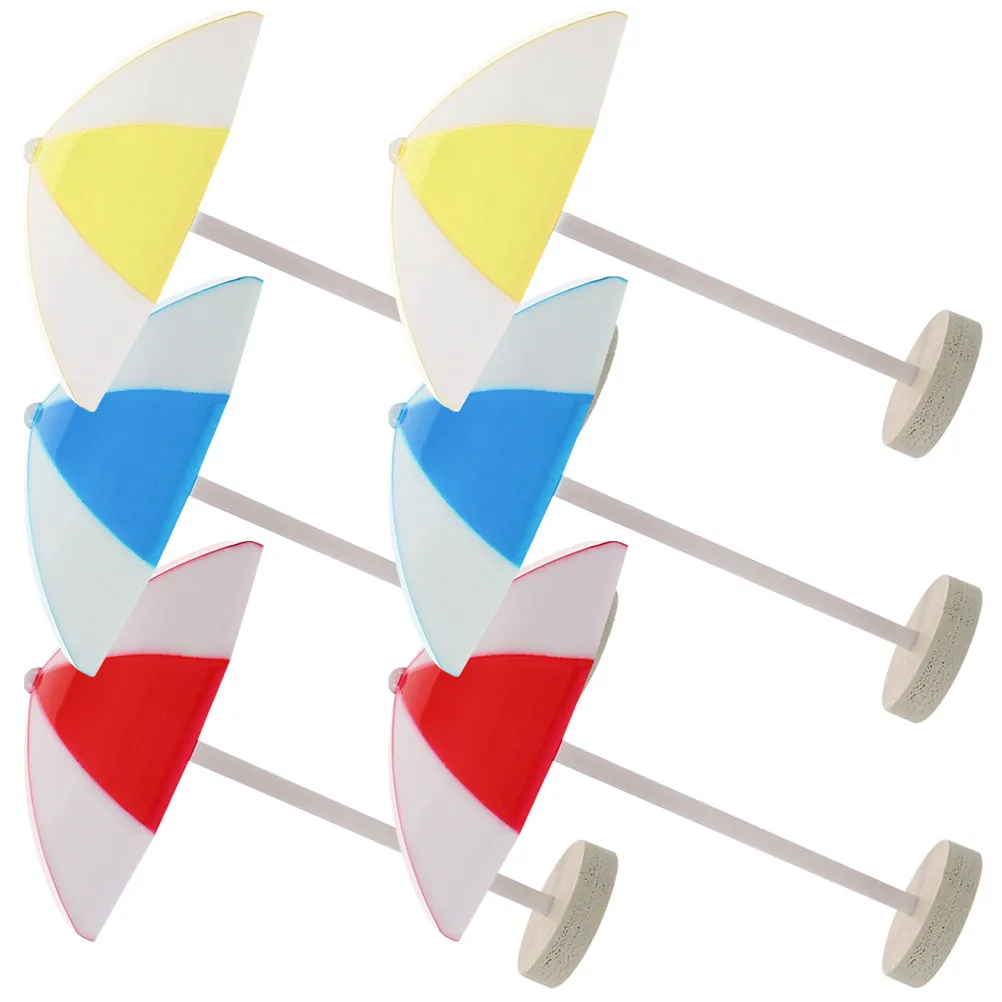 

6Pcs Mini Beach Umbrellas Set Shelter Ornaments for Miniature Garden Potted Landscape Window Display Restaurant