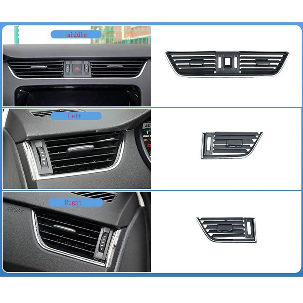 

Octavia передняя центральная приборная панель автомобиля, левая и правая, средняя вентиляционная решетка переменного тока, крышка вентиляционной панели для Skoda 2015-2021 5E0820951D