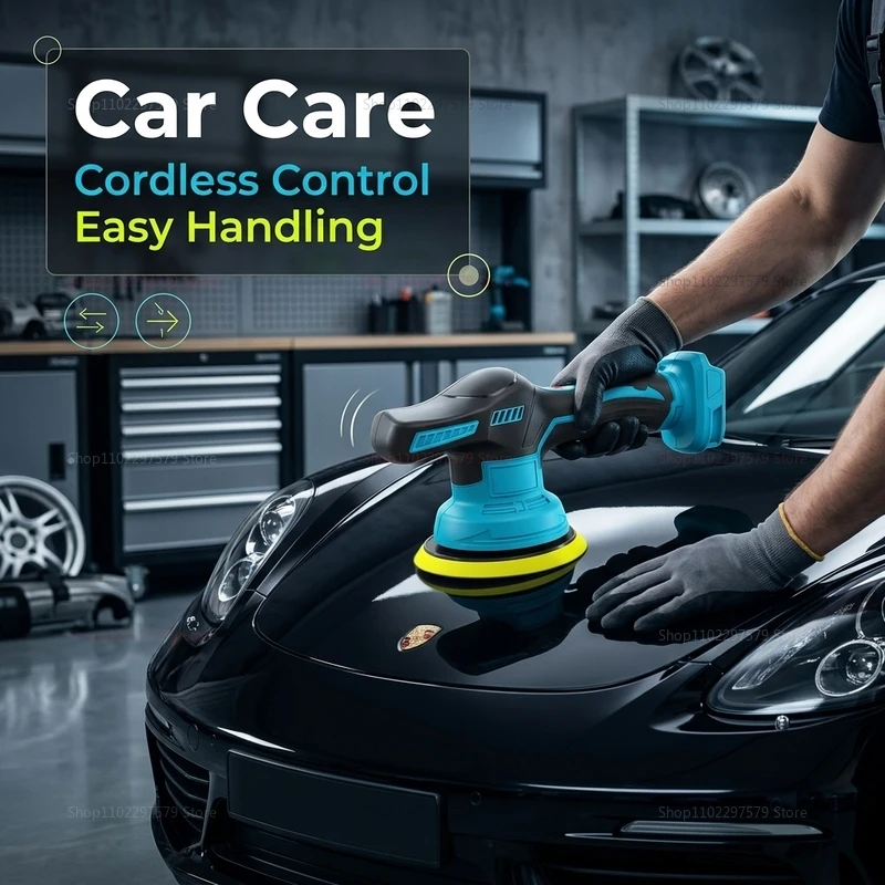 Cordless Car Polisher for 18V Battery Electric Polishing Waxing Sanding Sealing Glaze Auto Detailing Tool for Vehicle Paint Care