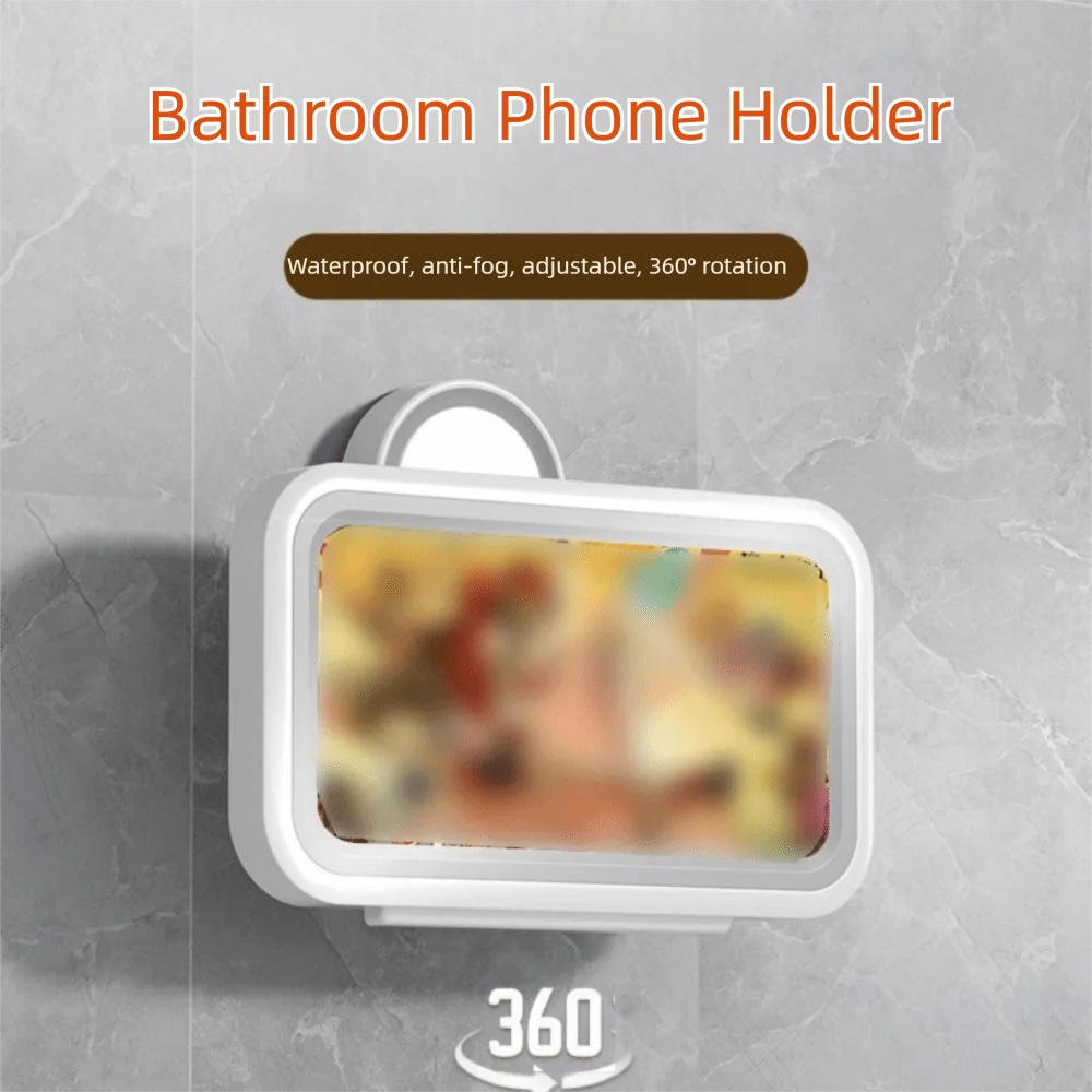 Suction Cup Bathroom Phone Holder Rotatable High Sensitivity Wall Mounted Phone Case Easy Installation Adjustable