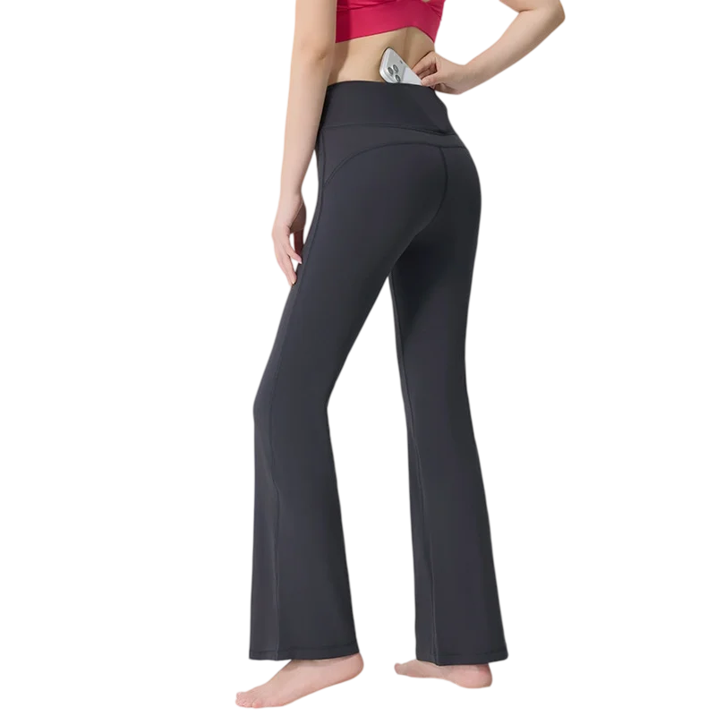 Women's High-Waisted Flared Pants, Elastic Waist, Cinching Hip-Lifting, Casual Yoga Pan for All-Season Exercise and Outdoor Wear