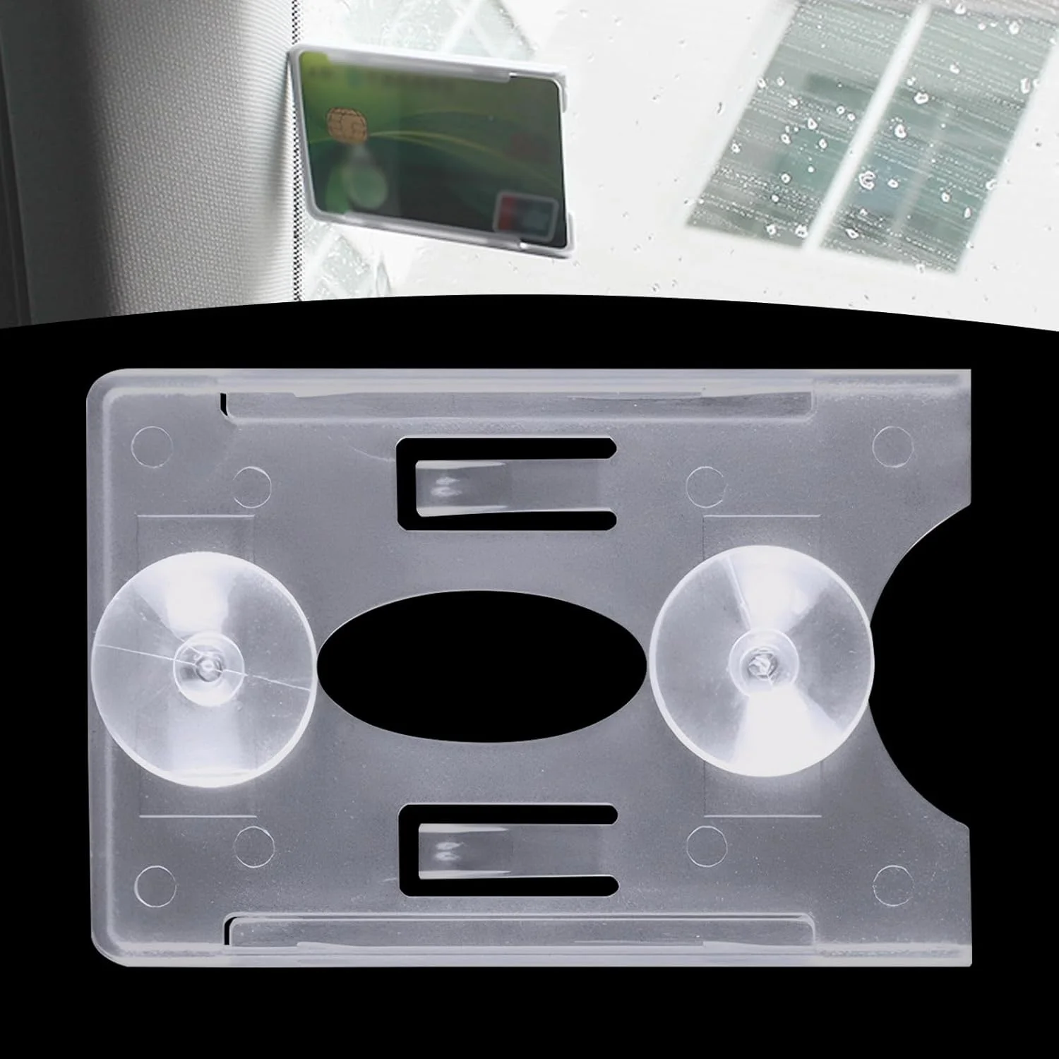 

Universal Car Card Holder Windshield Ticket Clip Adhesive Mount Organizer Auto Registration Insurance Document Sleeve Fastener