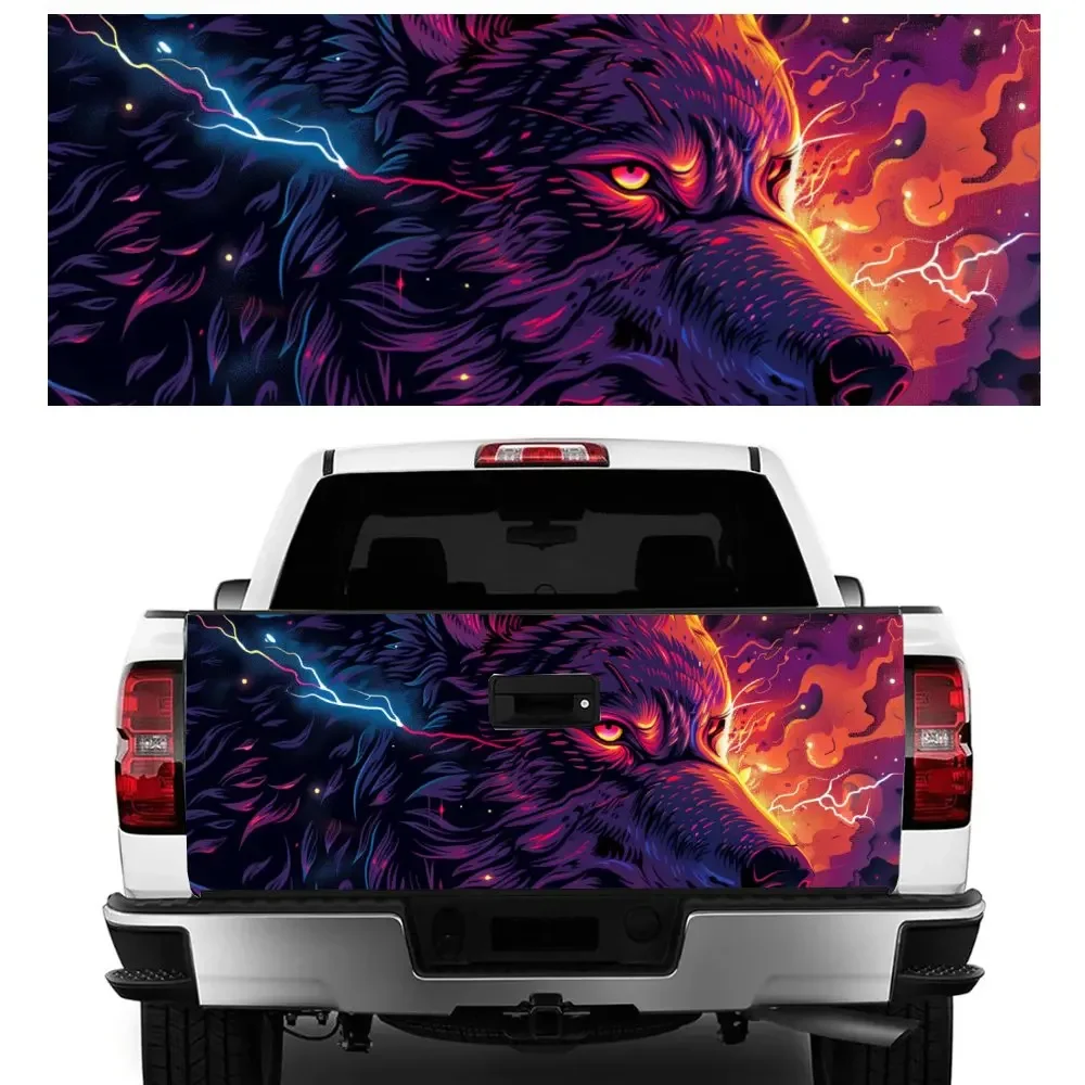 

Красноглазое звездное небо, молния, волк, багажник автомобиля, защита виниловой наклейки, автоаксессуары, декоративная наклейка на капот для внедорожного пикапа