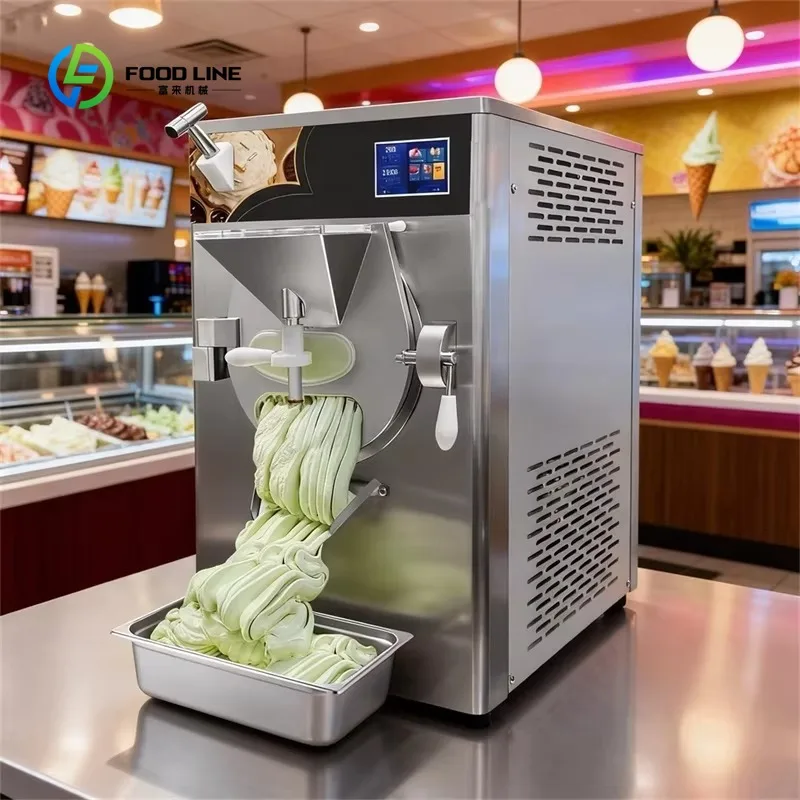 Customized Commercial Multifunctional Hard Ice Cream Bar & Gelato Machine Air Cooled Countertop Batch Freezer Ice Cream Maker