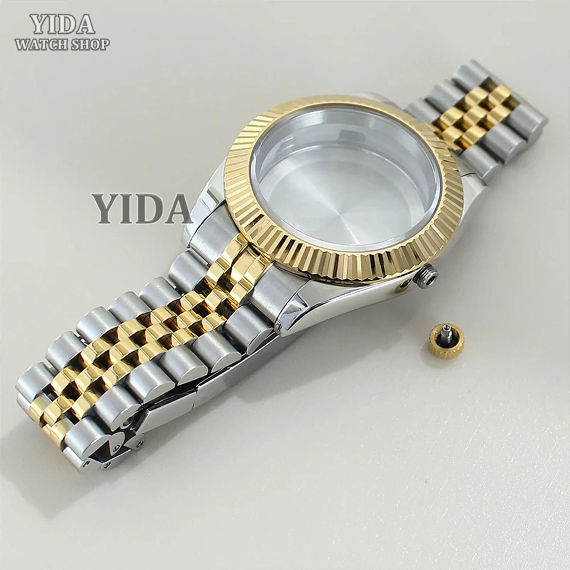 

36mm/39mm For Nh35 Datejust Nh36 Movement Fluted Curved Watch Case Bracelet Slide Buckle Sapphire Glass Fit 28.5mm Dial Mod Part