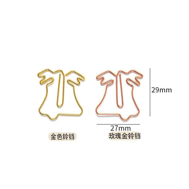 Bell Shape Paper Clips Metal Cartoon Candle Color Paper Clip Creative Shaped Paperclip Merry Christmas Gift Card