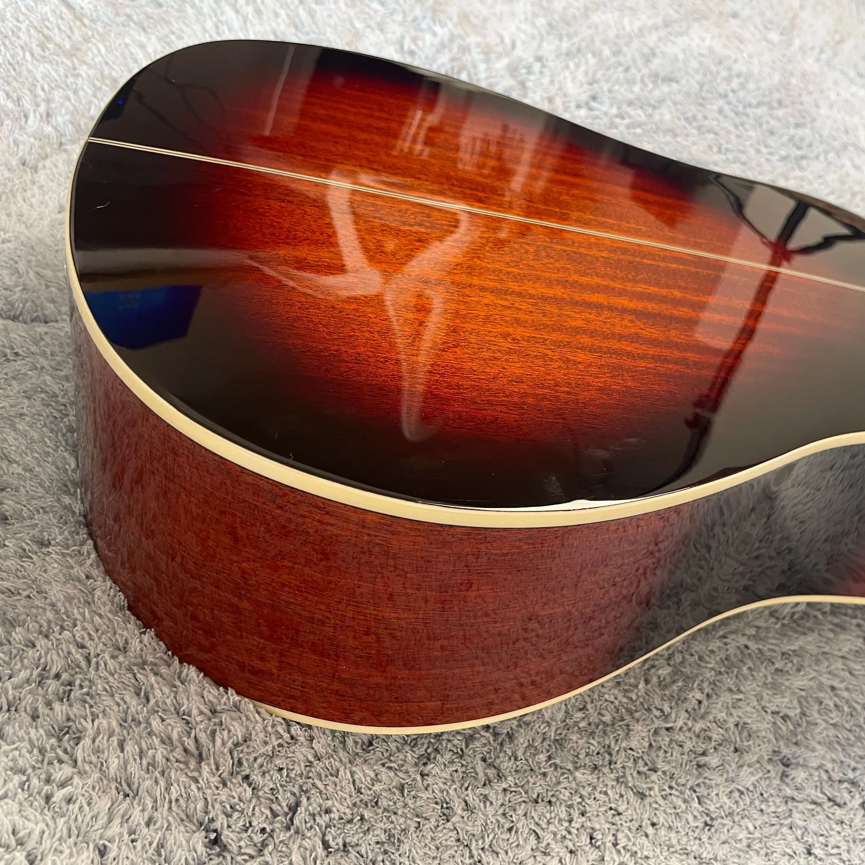 Fast Delivery Acoustic Electric Guitar Solid Wood Bone Nut/Saddle In Sunburst view 6