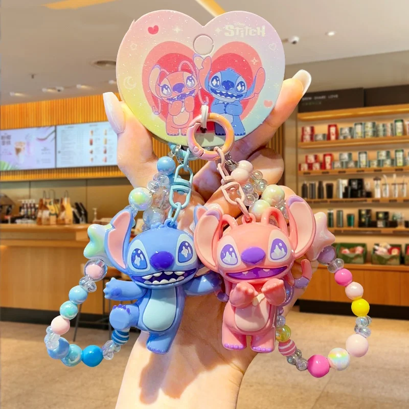 Genuine Stitch Characters PVC Action Figures Doll Keychain Car Key Small Pendant Backpack Hangings Birthday New Year Gift