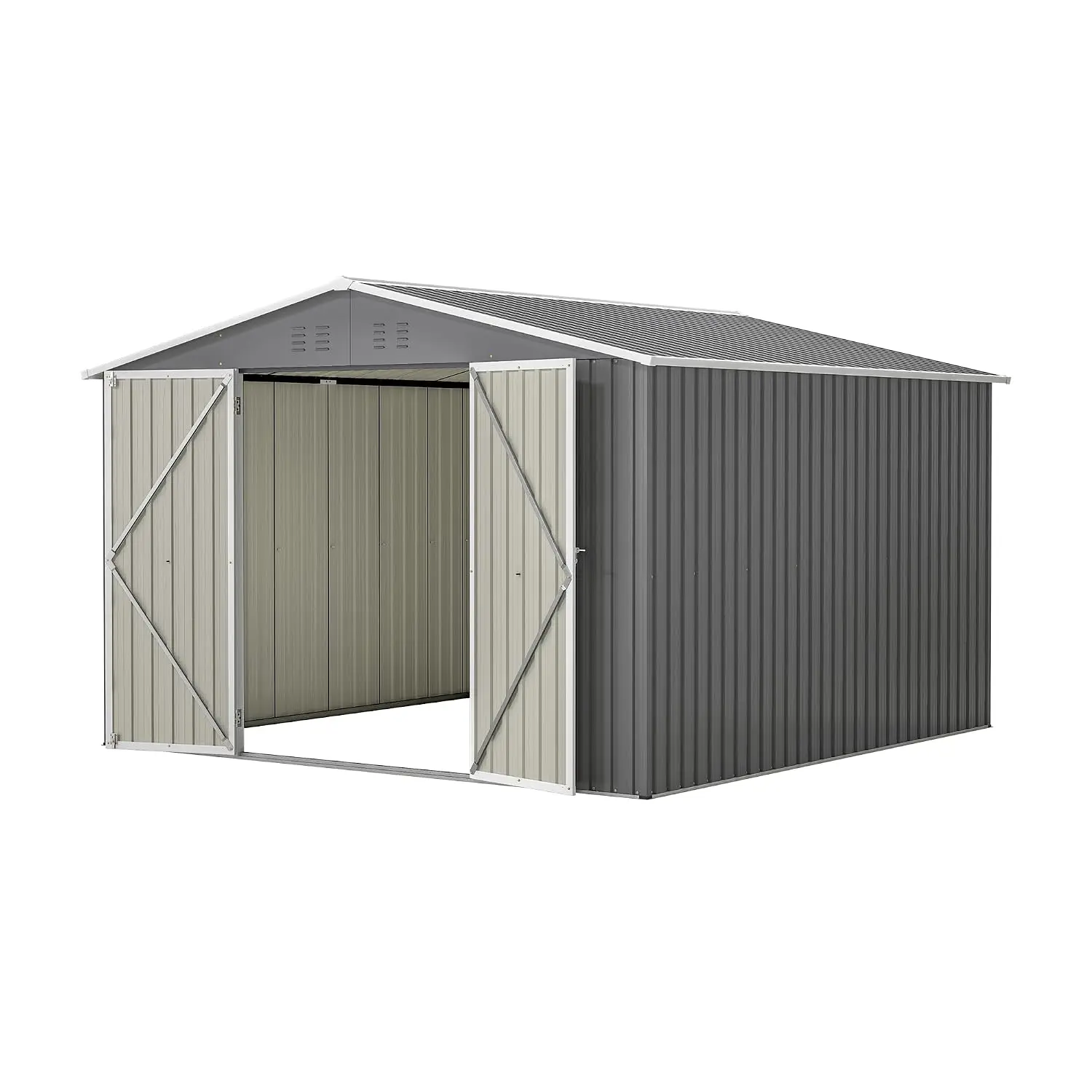 10x10FT Metal Outdoor Storage Shed Garden Tool House Backyard Garage, Customized