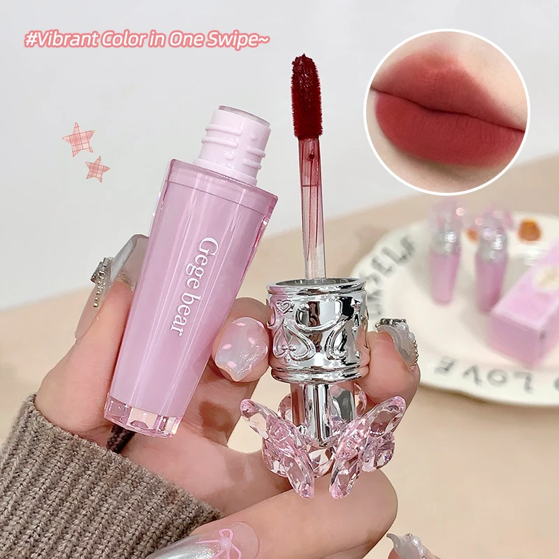 Gege Bear Mist Matte Lip Glaze, Matte Velvet Lip Clay Long-lasting Color Non-drying Lipstick