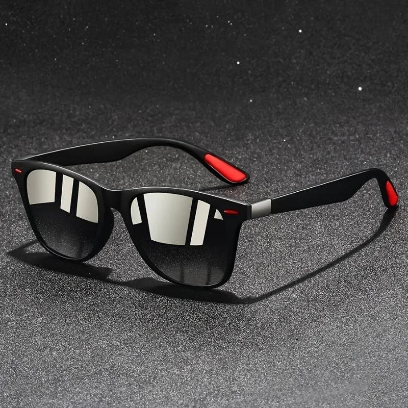 

12 Pieces of Retro Men's and Women's Four Corner Glasses - Anti Glare Retro Driving Design with Red Decoration