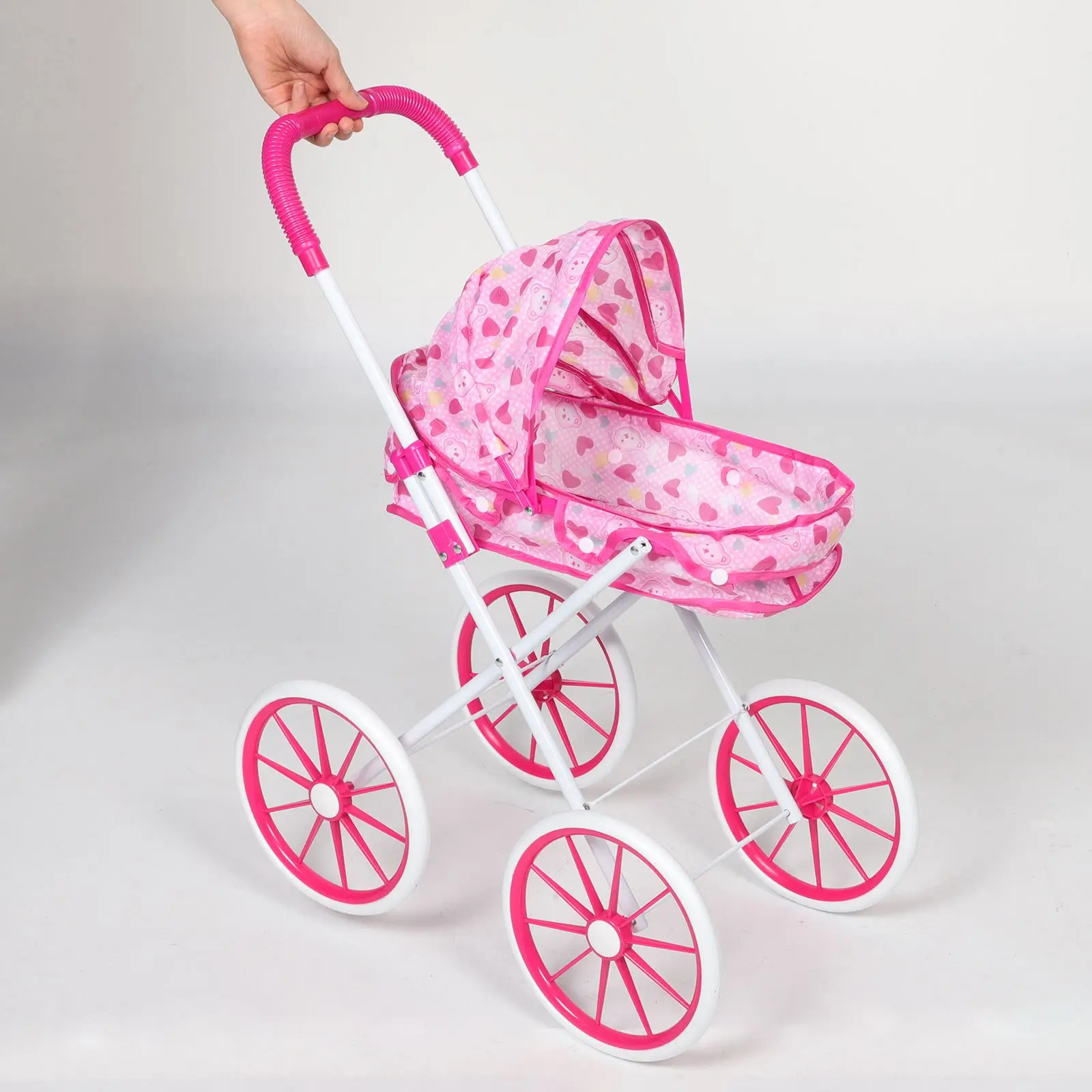 Kids Baby Stroller Folding Baby Cart Toys Pretend Play Umbrella Stroller with Swiveling Wheel Play Baby Accessories