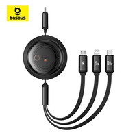 Baseus Retractable 100W 3 in 1 Fast USB Cable for Huawei/Honor Portable 3 in 1 Micro USB Type C Charger Cable For iPhone Samsung